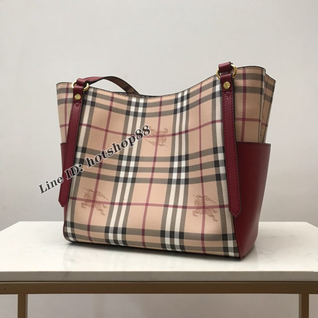 Burberry專櫃新款格紋肩背托特包 巴寶莉經典購物袋 yxb1440